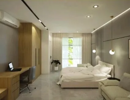 Residensi Platinum studio bedroom area with work desk, artist's impression